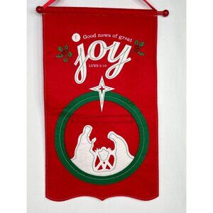 Christmas Card Holder Nativity‎ Wall Hanging Banner  Good News Of Great Joy  22"